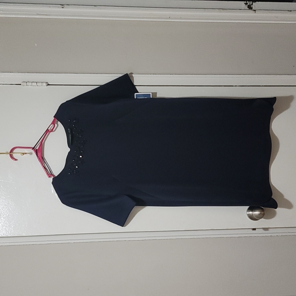 Cynthia Rowley Dress Navy with Beaded Neckline Sz 12